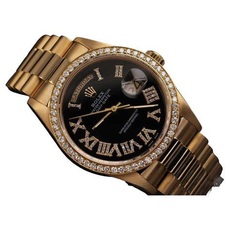 gold rolex black face diamond bezal|genuine Rolex diamond bezel.